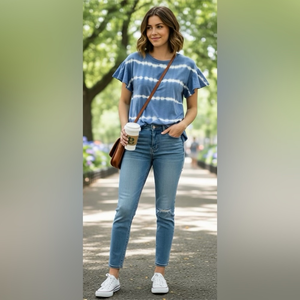 Chelsea & Theodore Short Sleeve Blue Tie-Dye T-Shirt